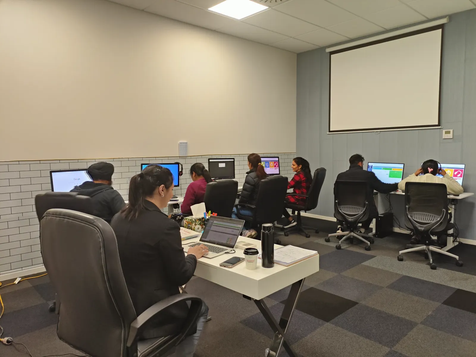 The exam-style computer lab at Target Language Academy Auckland