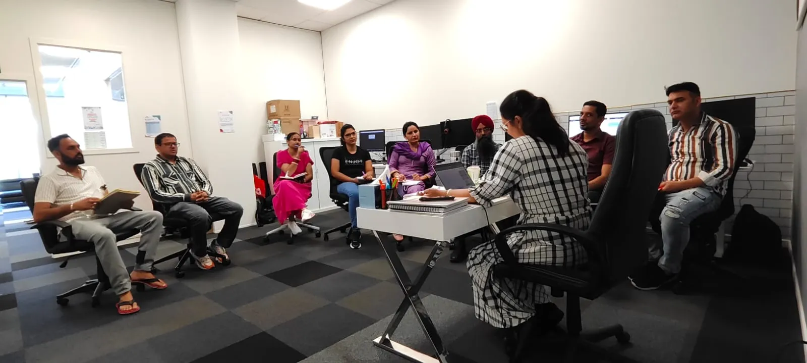 A full PTE and IELTS class in session at Target Language Academy Auckland